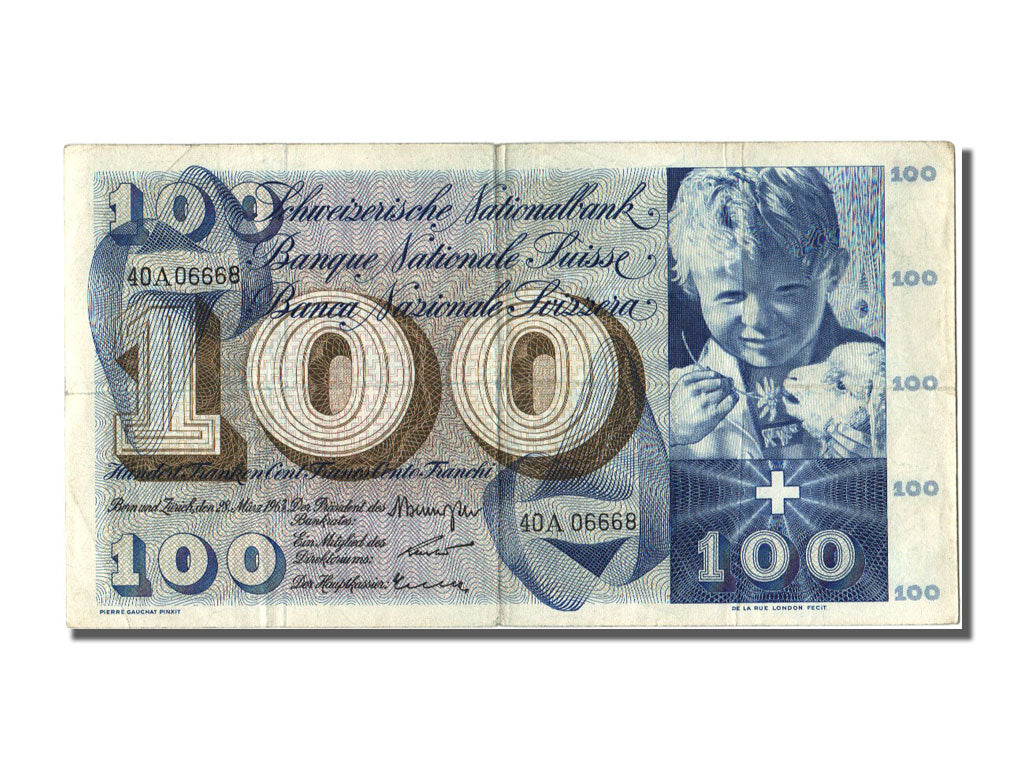 Banknot, 
  
  Szwajcaria, 
  
  100 Franków