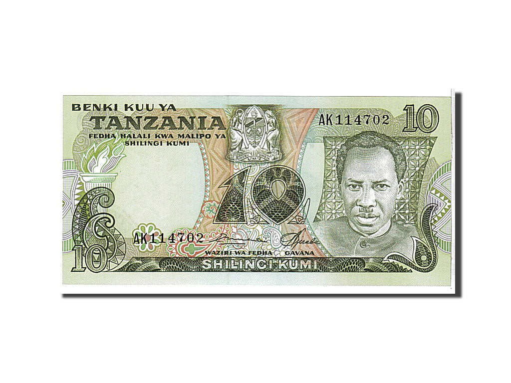 Banknot, 
  
  Tanzania, 
  
  10 Shilingi