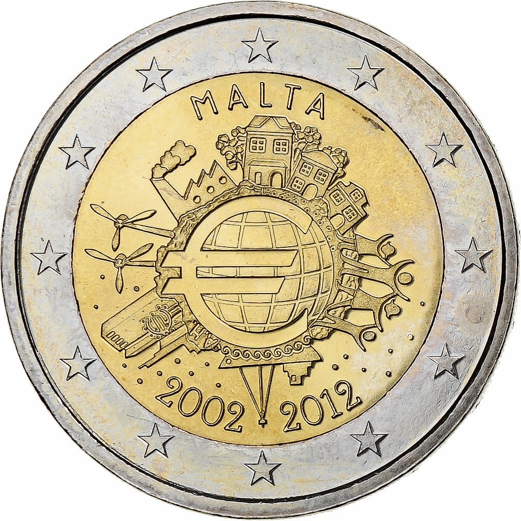 Malta, 
  
  2 euro, 
  
  10 Jahre alternatyw