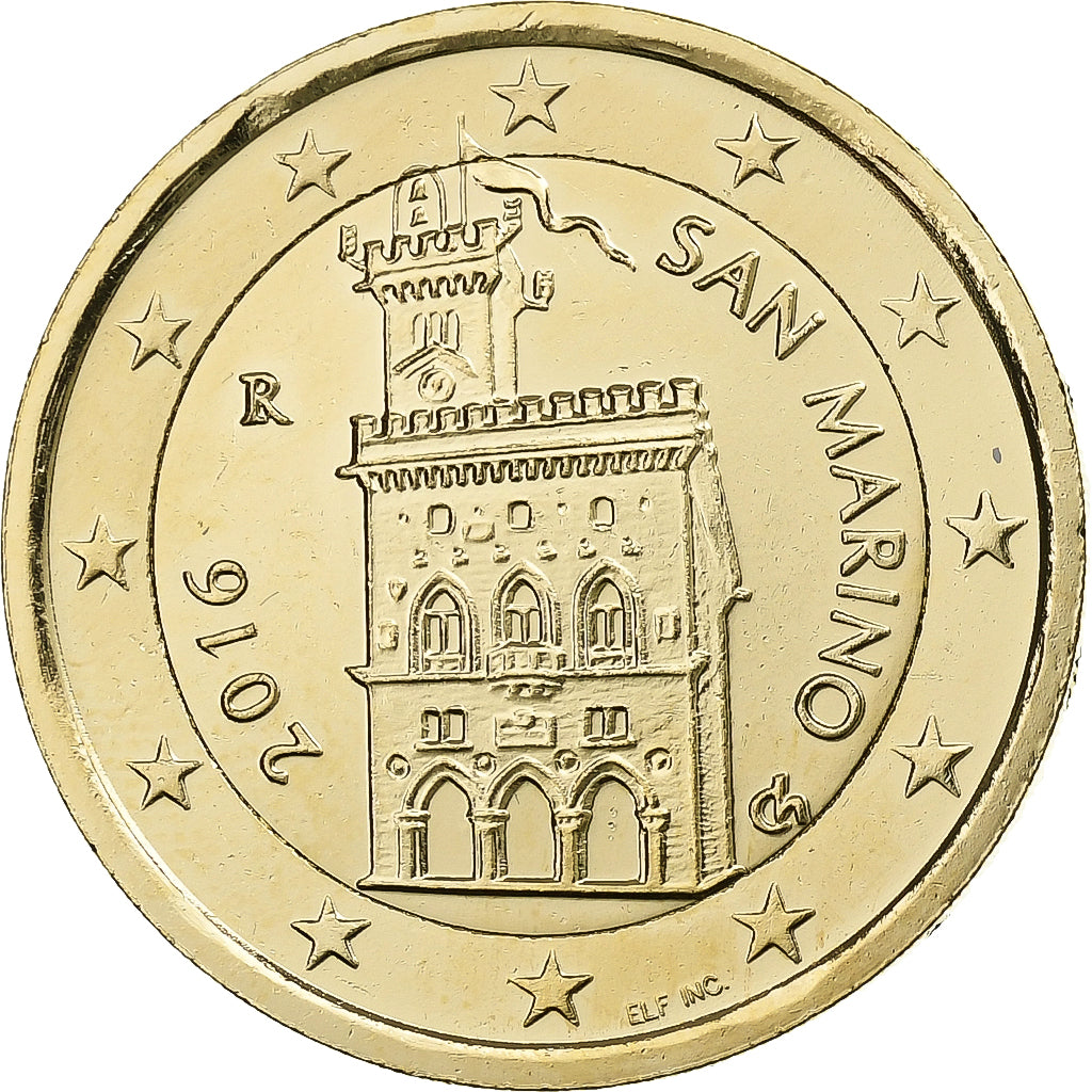 San Marino, 
  
  2 euro, 
  
  vergoldete Münze