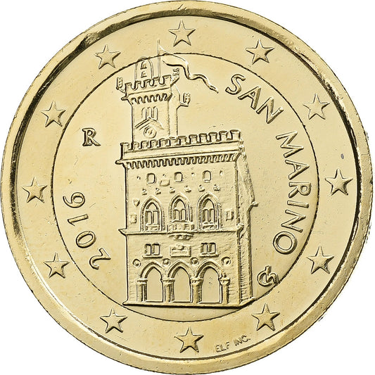 San Marino, 
  
  2 euro, 
  
  vergoldete Münze