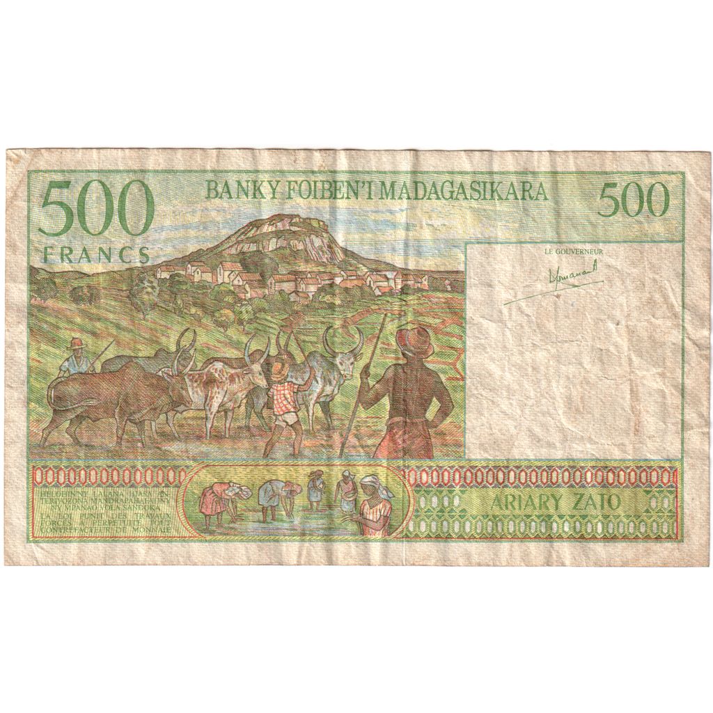 Madagaskar, 
  
  500 franków = 100 ariarów, 
  
  VF(20-25)