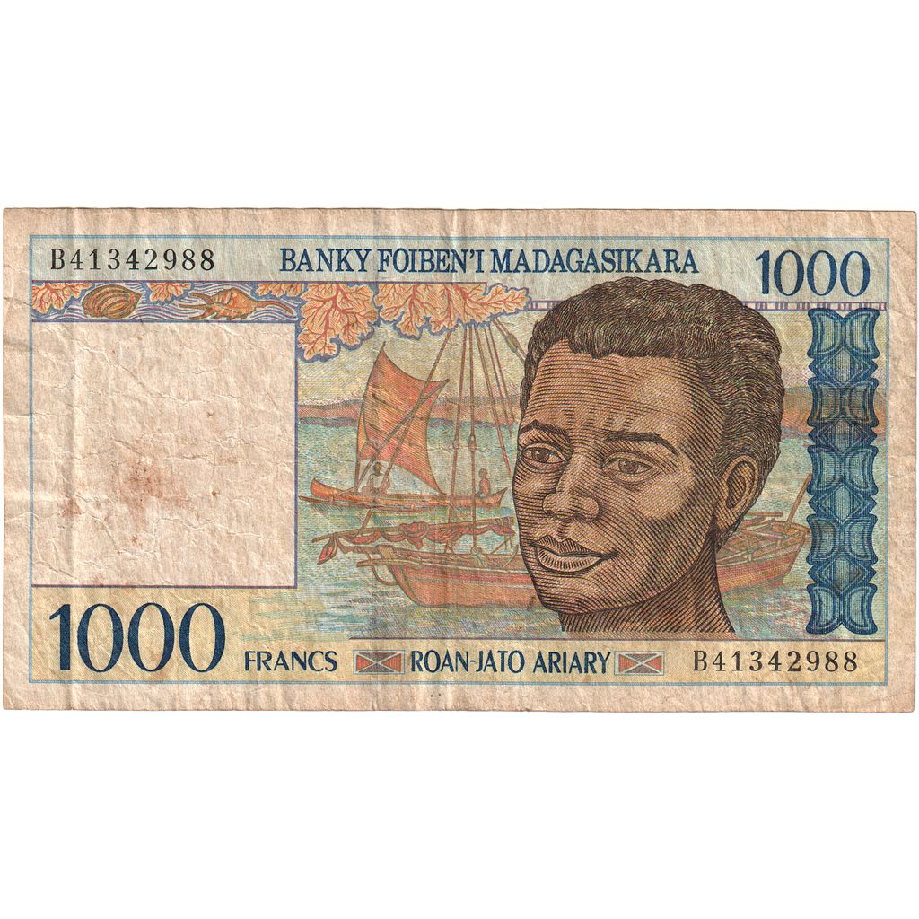 Madagaskar, 
  
  1000 franków = 200 ariarów, 
  
  F(12-15)