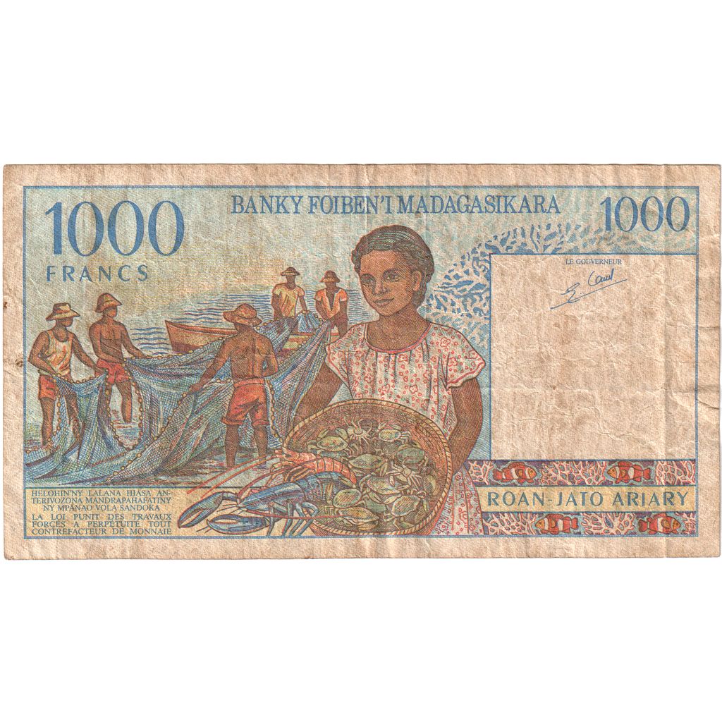 Madagaskar, 
  
  1000 franków = 200 ariarów, 
  
  F(12-15)