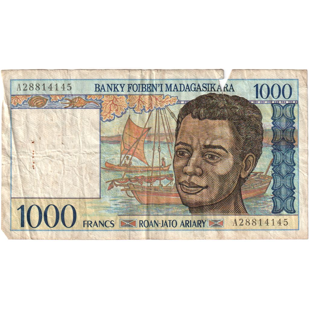 Madagaskar, 
  
  1000 franków = 200 ariarów, 
  
  G(4-6)