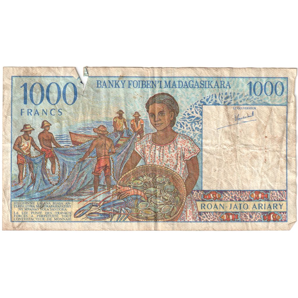 Madagaskar, 
  
  1000 franków = 200 ariarów, 
  
  G(4-6)