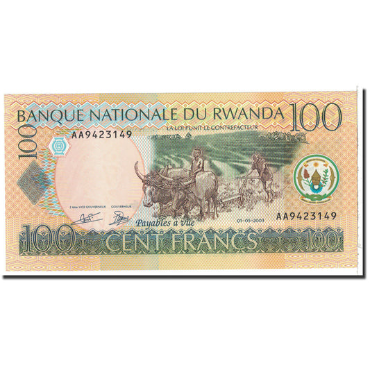 Banknot, 
  
  Rwanda, 
  
  100 franków