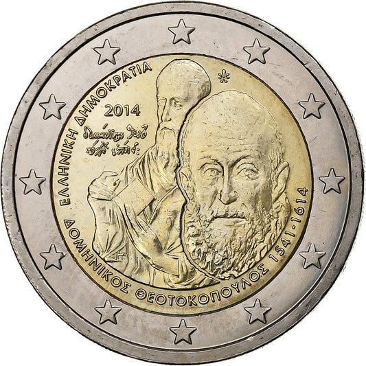 Griechenland, 
  
  2 euro, 
  
  Domenikos Theotokopoulos