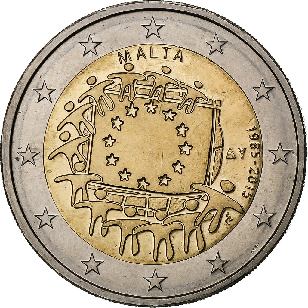 Malta, 
  
  2 euro, 
  
  30 Jahre Flagge der Europäischen Union