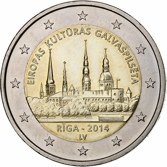 Lettland, 
  
  2 euro, 
  
  Ryga – Kulturhauptstadt Europas 2014