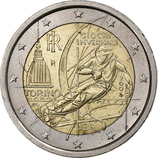 włoski, 
  
  2 euro, 
  
  Olympische Winterspiele 2006 – Turyn