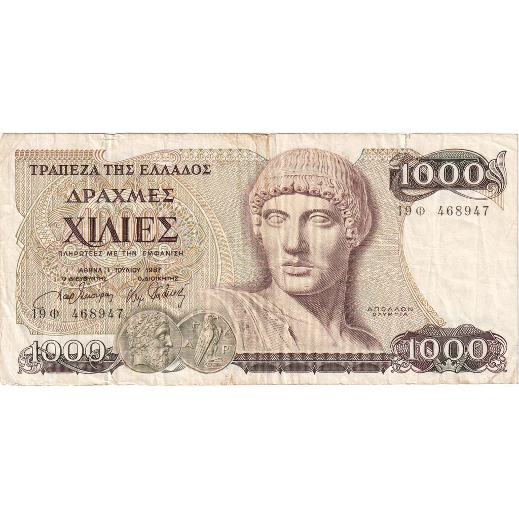 Grecja, 
  
  1000 drachm, 
  
  1987