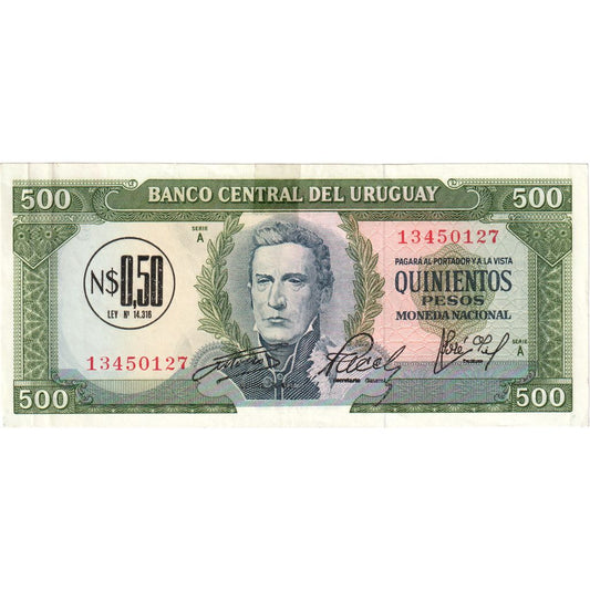 Urugwaj, 
  
  0,50 Nuevo Peso na 500 Peso, 
  
  Bez daty (1975)