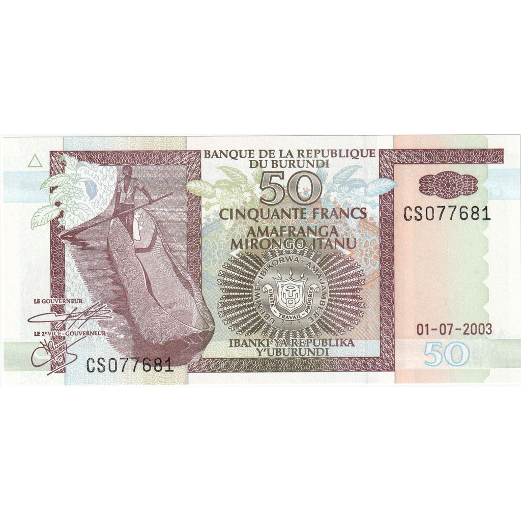 Burundi, 
  
  50 franków, 
  
  2003-07-01