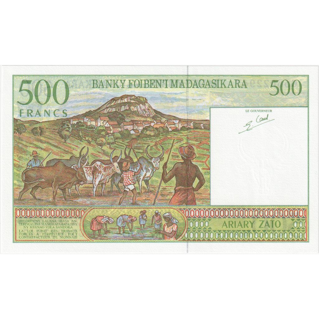 Madagaskar, 
  
  500 franków = 100 ariarów, 
  
  UNC(65-70)