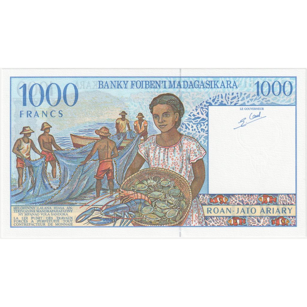 Madagaskar, 
  
  1000 franków = 200 ariarów, 
  
  UNC(65-70)