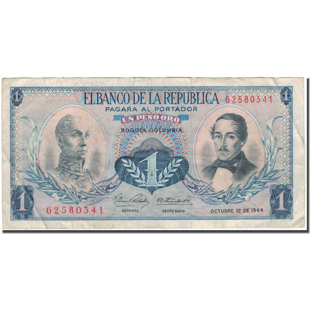 Banknot, 
  
  Kolumbia, 
  
  1 peso Oro