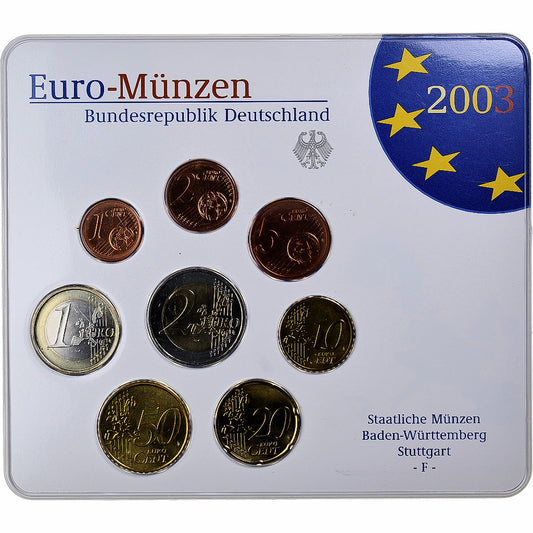 Niemcy, 
  
  Setze 1 ct. - 2 euro, 
  
  Münzkaarte.FDC