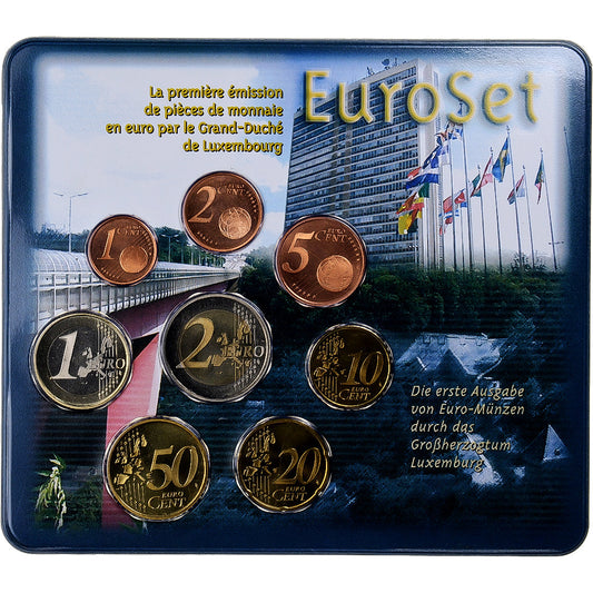 Luksemburg, 
  
  Setze 1 ct. - 2 euro, 
  
  Münzkaarte.FDC