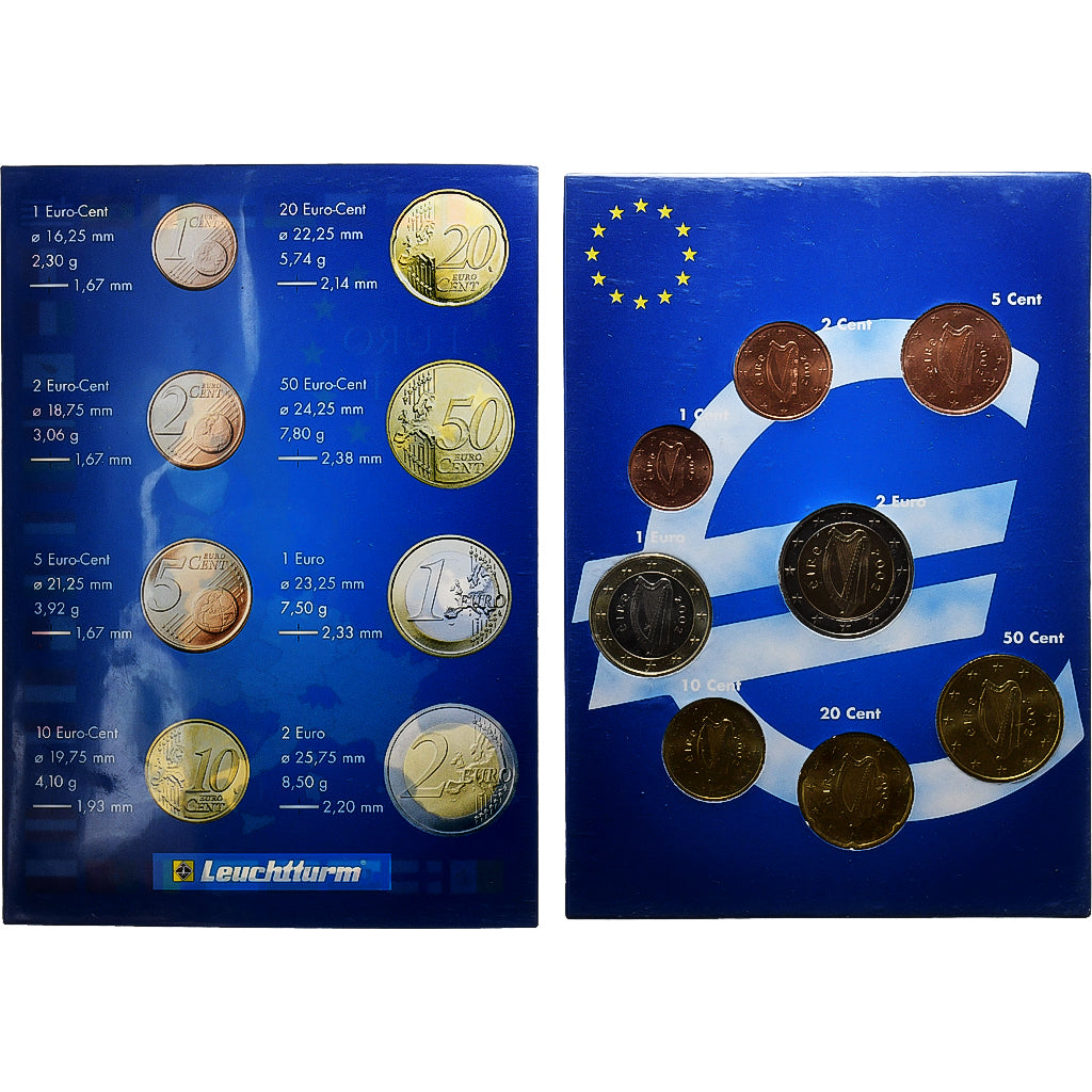 Irlandia, 
  
  Setze 1 ct. - 2 euro, 
  
  2002