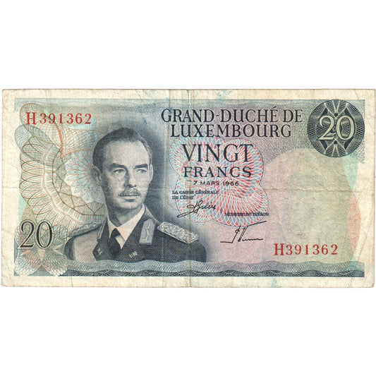 Luksemburg, 
  
  20 franków, 
  
  1966-03-07