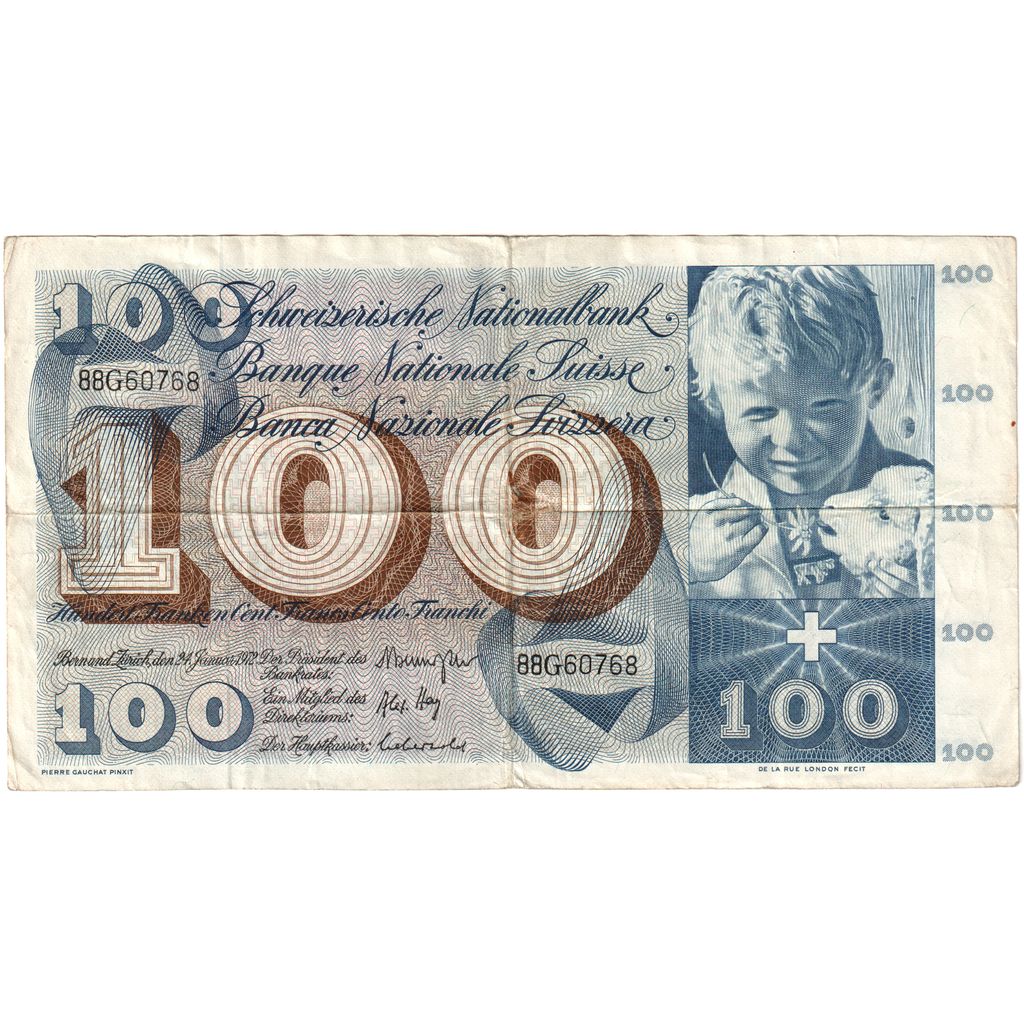 Szwajcaria, 
  
  100 Frankenów, 
  
  1965