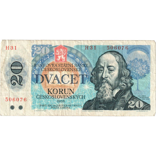 Czechosłowacja, 
  
  20 koron, 
  
  VF(30-35)