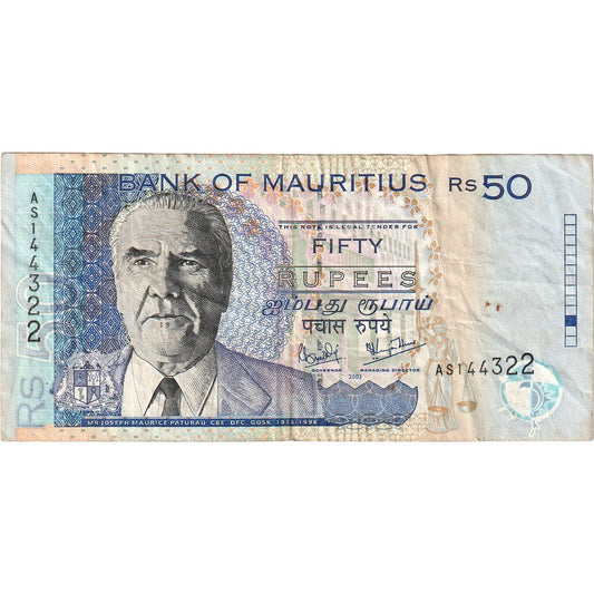 Mauritius, 
  
  50 rupii, 
  
  VF(30-35)