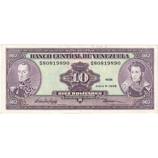 Wenezuela, 
  
  10 boliwarów, 
  
  1995-06-05