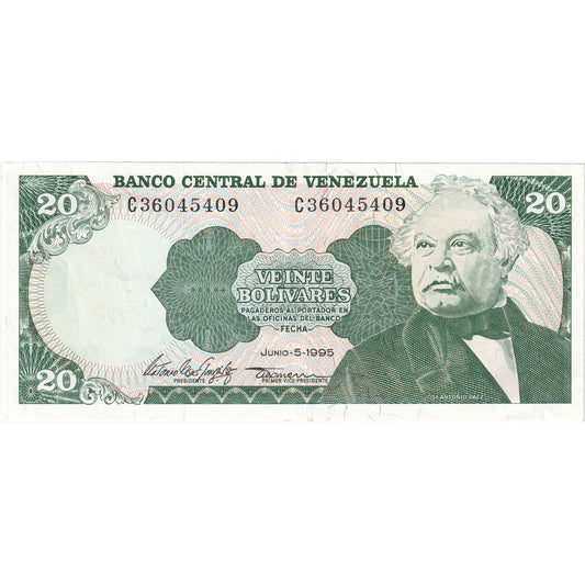 Wenezuela, 
  
  20 boliwarów, 
  
  1995-06-05