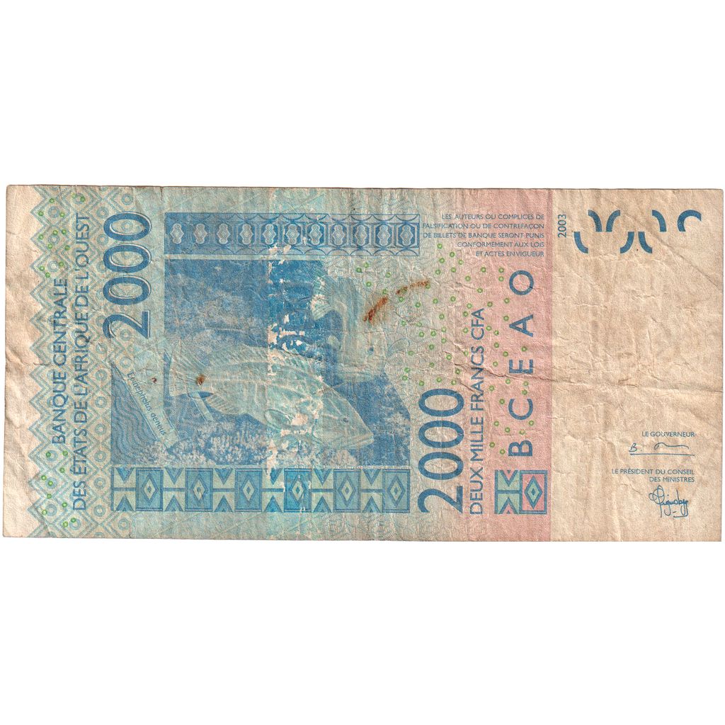 Państwa Afryki Zachodniej, 
  
  2000 franków, 
  
  VF(30-35)