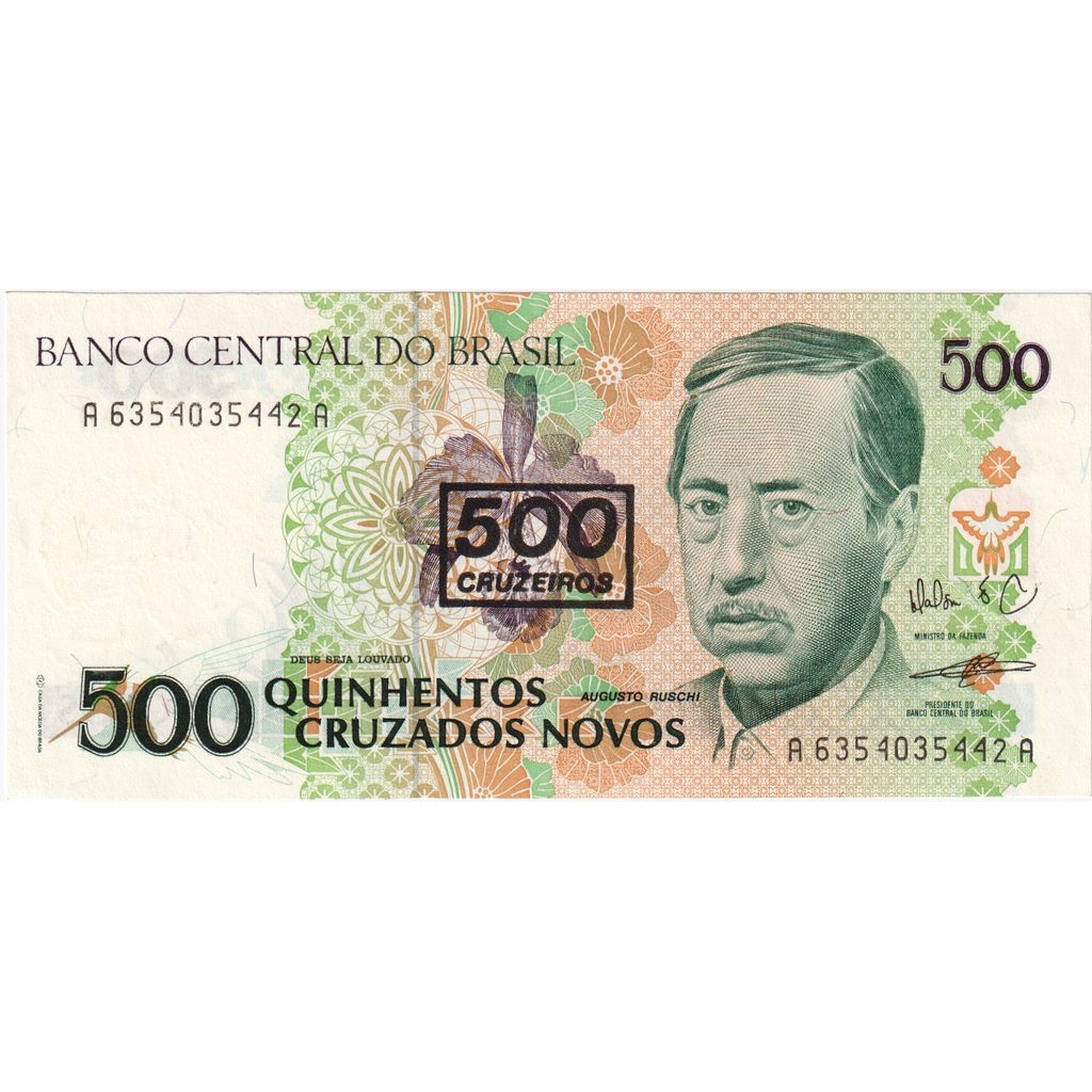 Brazylia, 
  
  500 Cruzeiros na 500 Cruzados Novos, 
  
  UNC(63)