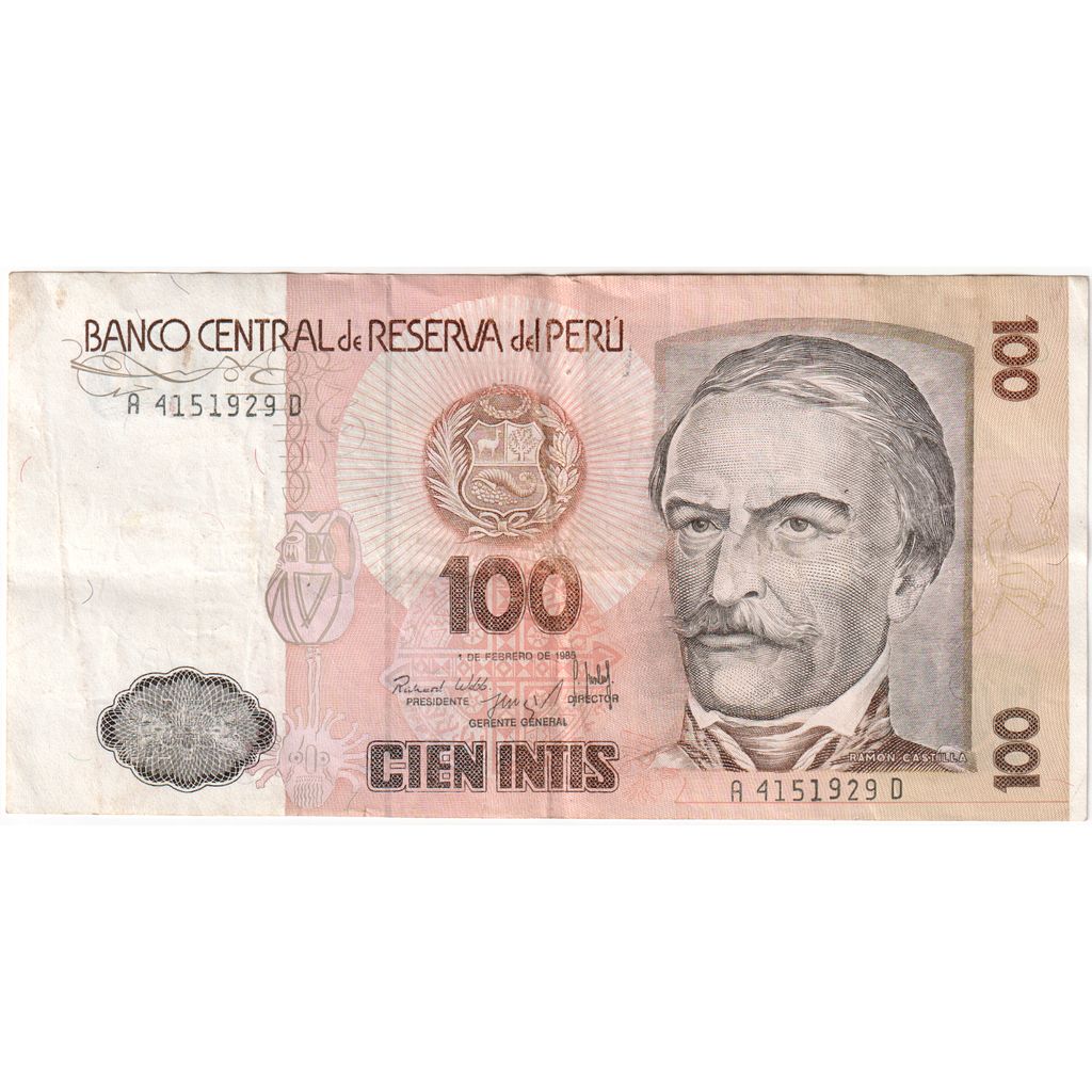 Peru, 
  
  100 Intisów, 
  
  1985-02-01