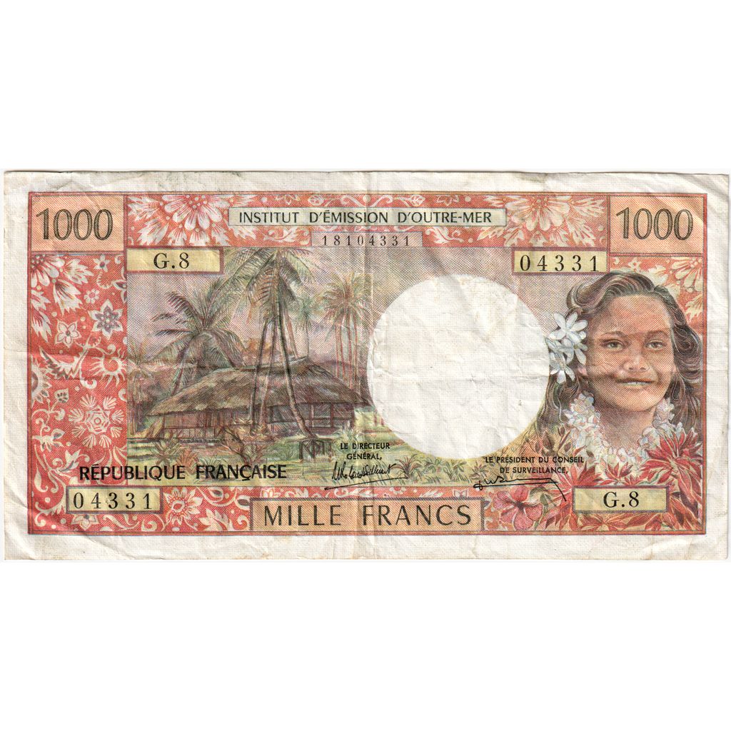 Tahiti, 
  
  1000 franków, 
  
  Papite