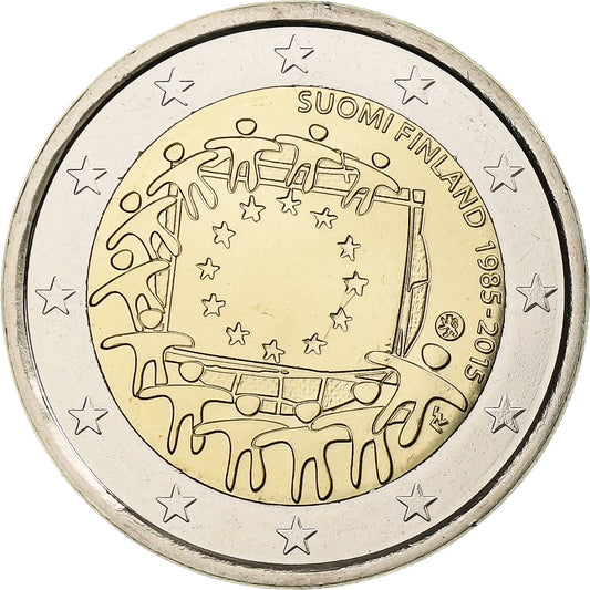 Finlandia, 
  
  2 euro, 
  
  30 Jahre vor dem Drapeau de l'UE