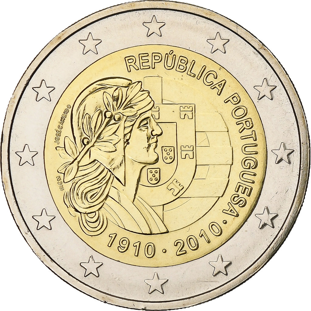 Portugalia, 
  
  2 euro, 
  
  100 Republika Portugalska