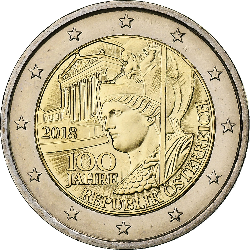 Österreich, 
  
  2 euro, 
  
  100. Jahrestag – Republik Österreich