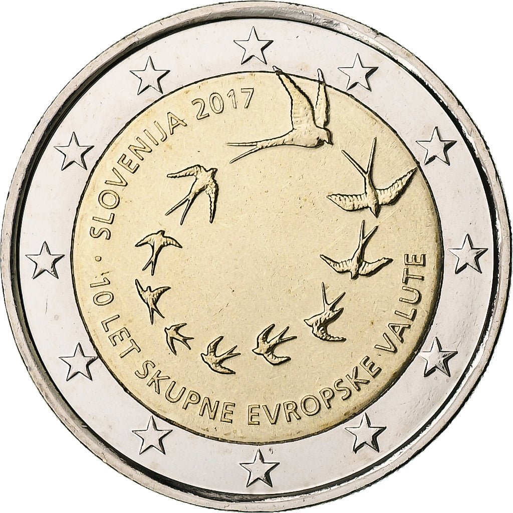 Słowenia, 
  
  2 euro, 
  
  10. Jahrestag des Euro