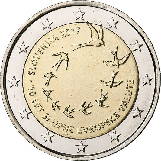 Słowenia, 
  
  2 euro, 
  
  10. Jahrestag des Euro