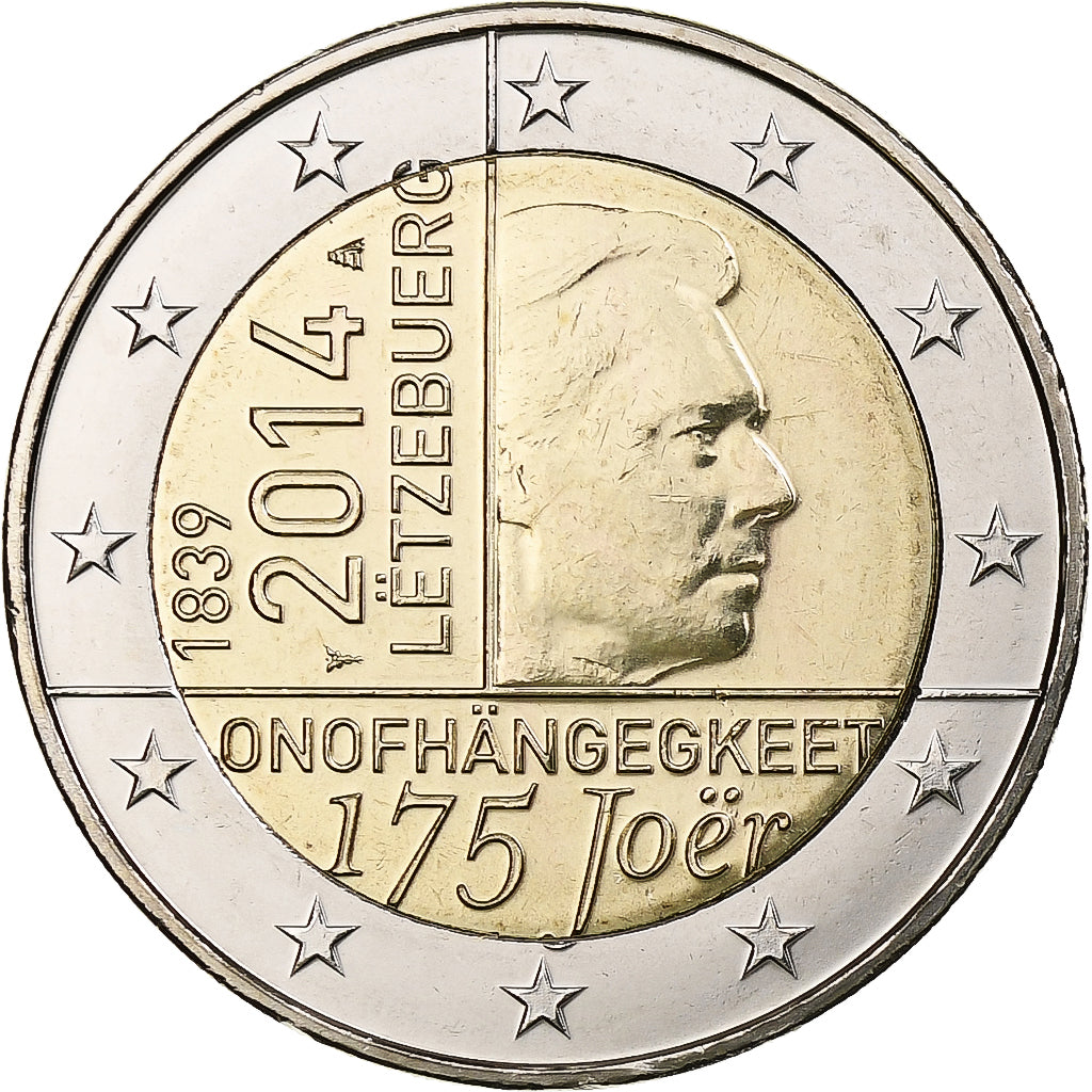 Luksemburg, 
  
  2 euro, 
  
  175. Jahretag – Unabhängigkeit Luxemburgs