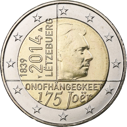 Luksemburg, 
  
  2 euro, 
  
  175. Jahretag – Unabhängigkeit Luxemburgs