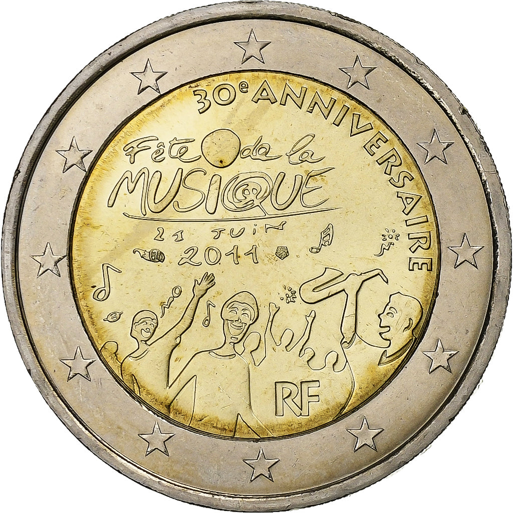 Francja, 
  
  2 euro, 
  
  Święto muzyki