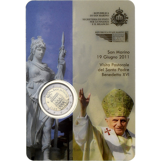 San Marino, 
  
  2 euro, 
  
  Pastoralbesuch von Papst Benedikt XVI