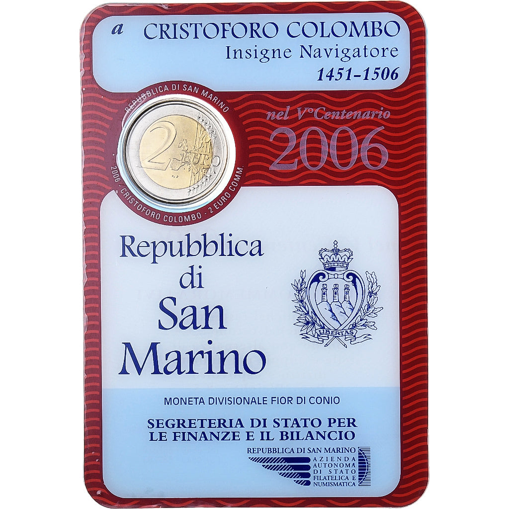 San Marino, 
  
  2 euro, 
  
  Cristoforo Colombo