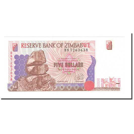 Banknot, 
  
  Zimbabwe, 
  
  5 dolarów