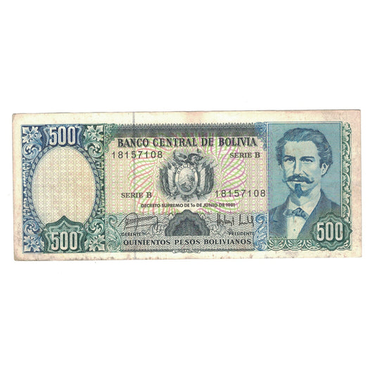 Banknot, 
  
  Boliwia, 
  
  Boliviano 500 peso