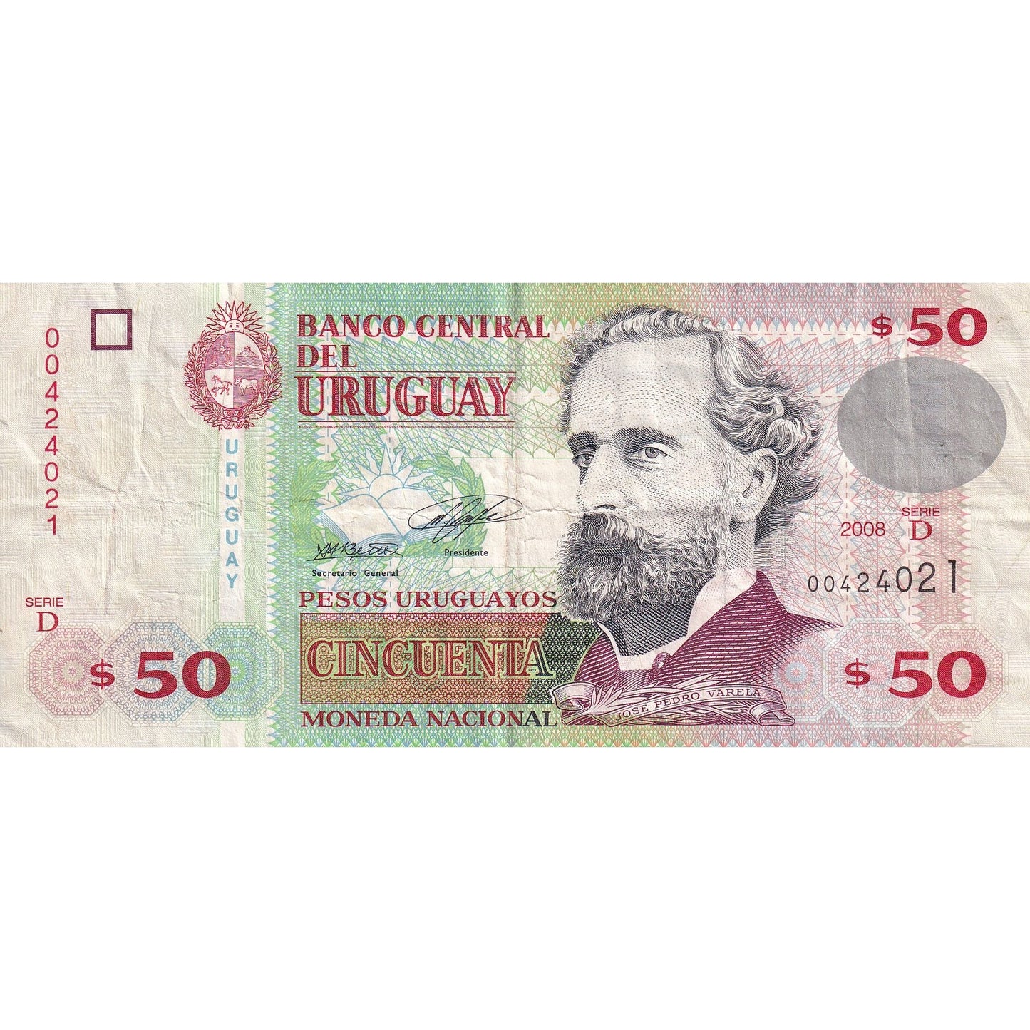 Urugwaj, 
  
  50 peso urugwajskiego, 
  
  2008