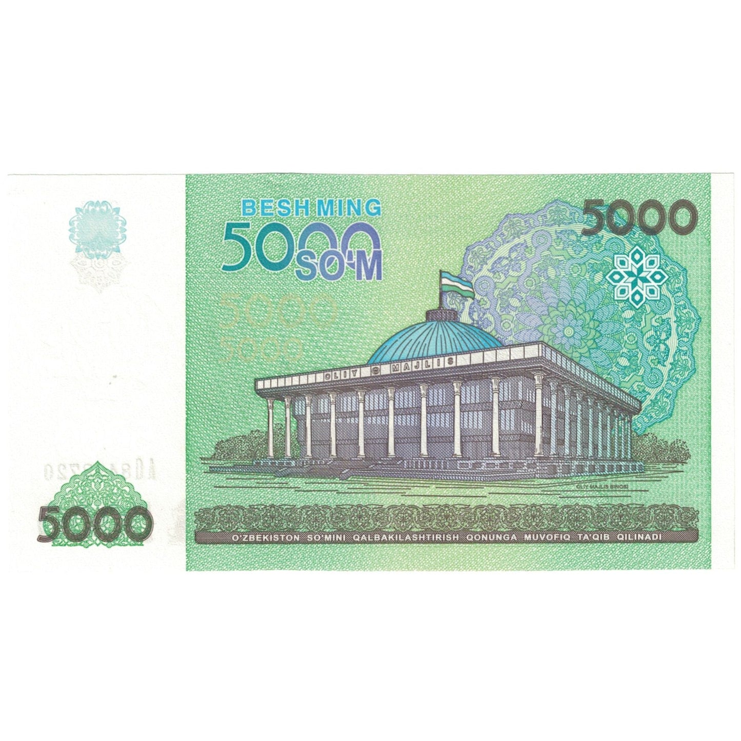 Banknot, 
  
  Uzbekistan, 
  
  Suma 5000