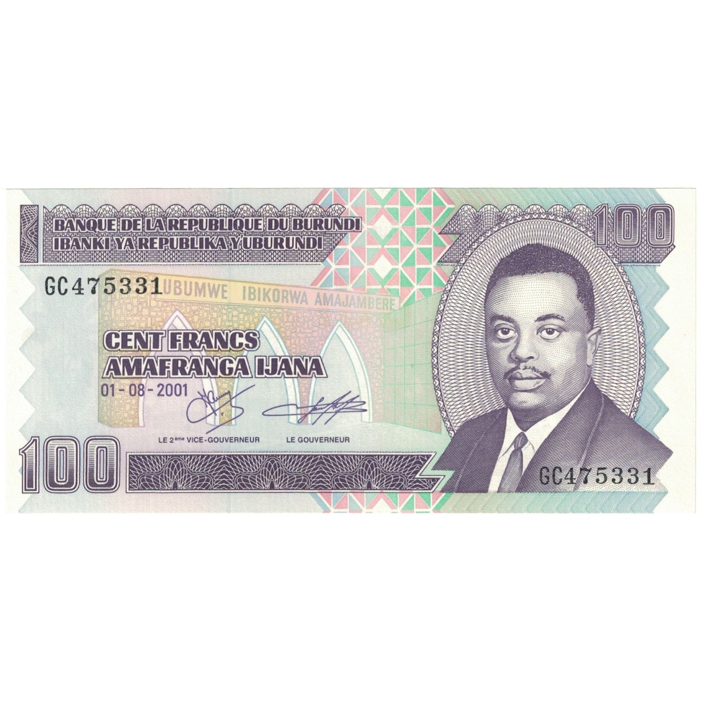 Banknot, 
  
  Burundi, 
  
  100 franków