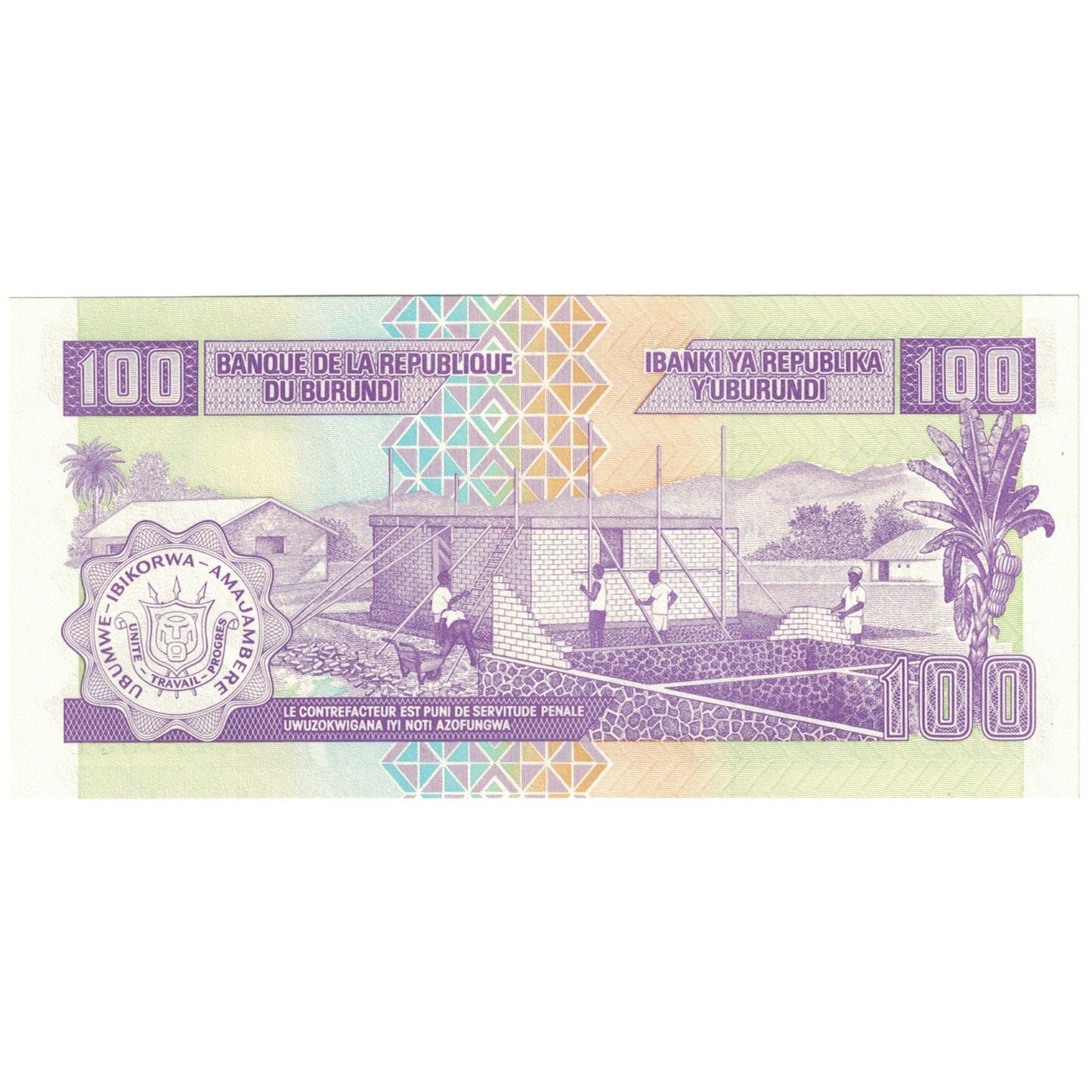 Banknot, 
  
  Burundi, 
  
  100 franków